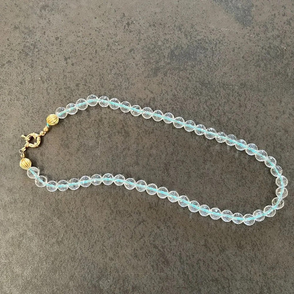 Crystal Quartz Bead Necklace Gold-Filled Clasp - Picture 6 of 8